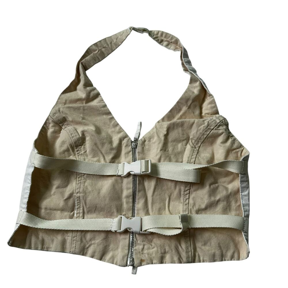 Pull and Bear White Open Back Cotton Crop Top Women's Size Medium | 3-34